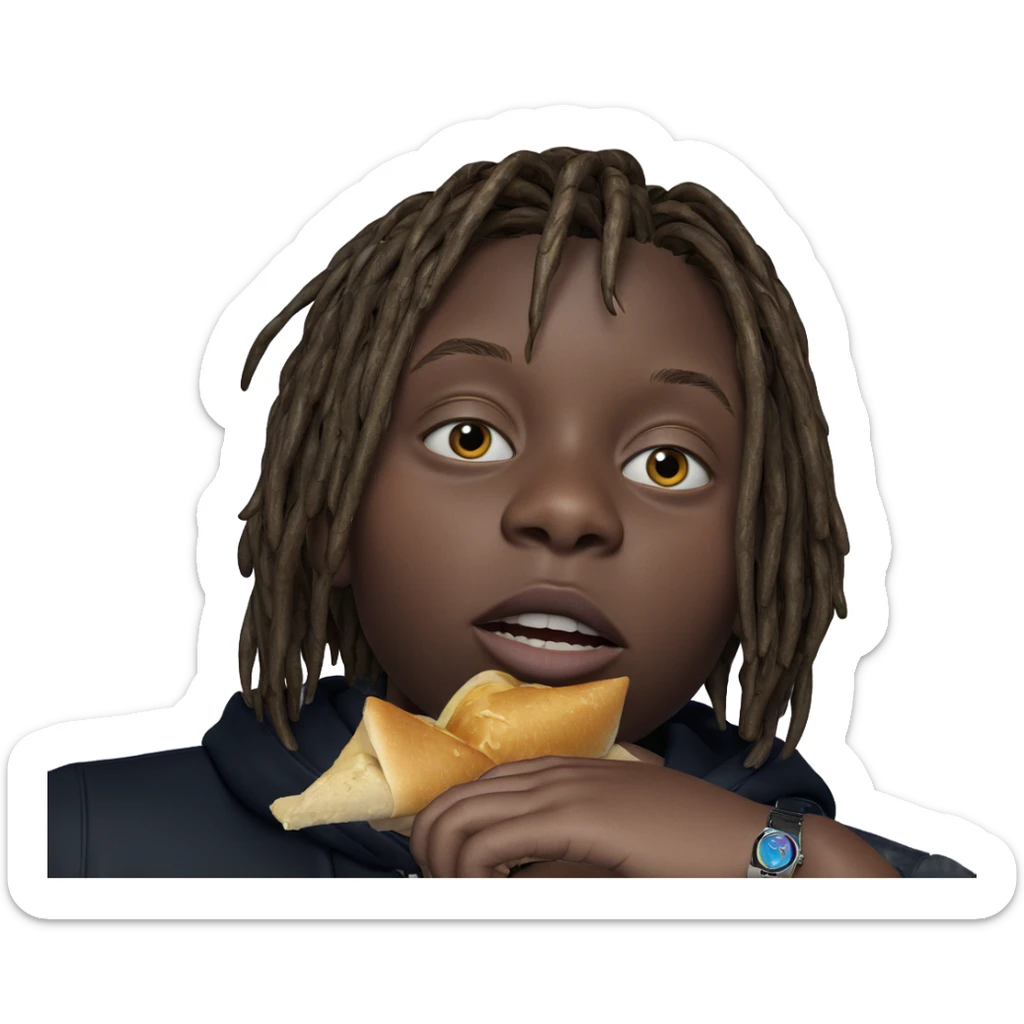 boy with food and watch sticker