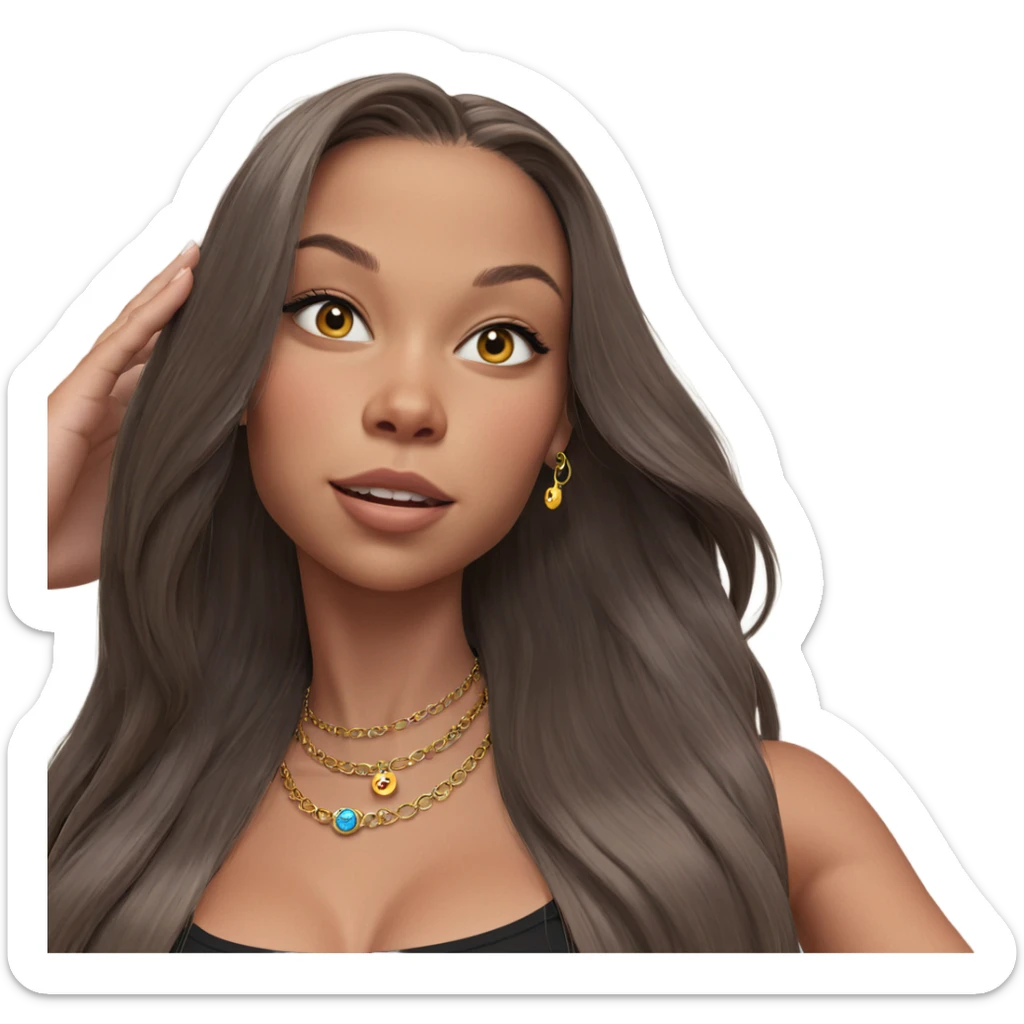 girl with long hair jewelry sticker