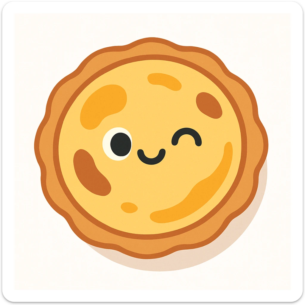pastel de nata, the classic Portuguese custard tart, golden and creamy in a flaky pastry shell, viewed from above, icon-like, white background, no text sticker