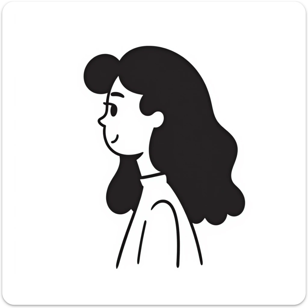 Simple sketch of a woman with flowing hair sticker