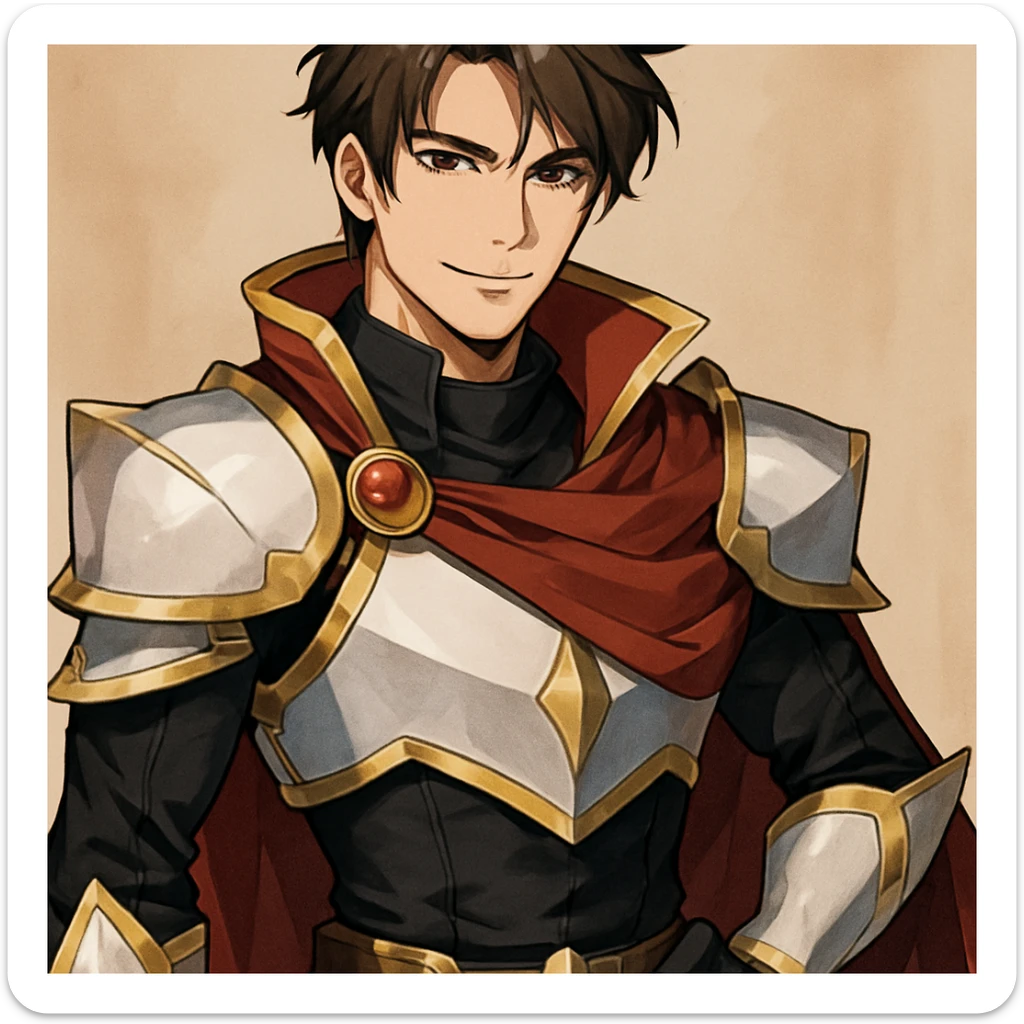 anime style handsome man with light skin in cosplay costume, confident and hot appearance sticker