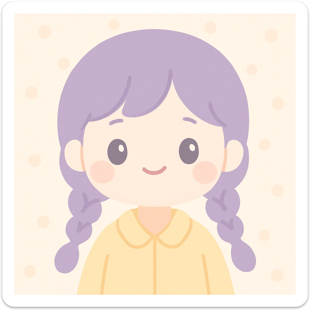 ragazza con capelli viola a treccia e giubbotto giallo sticker