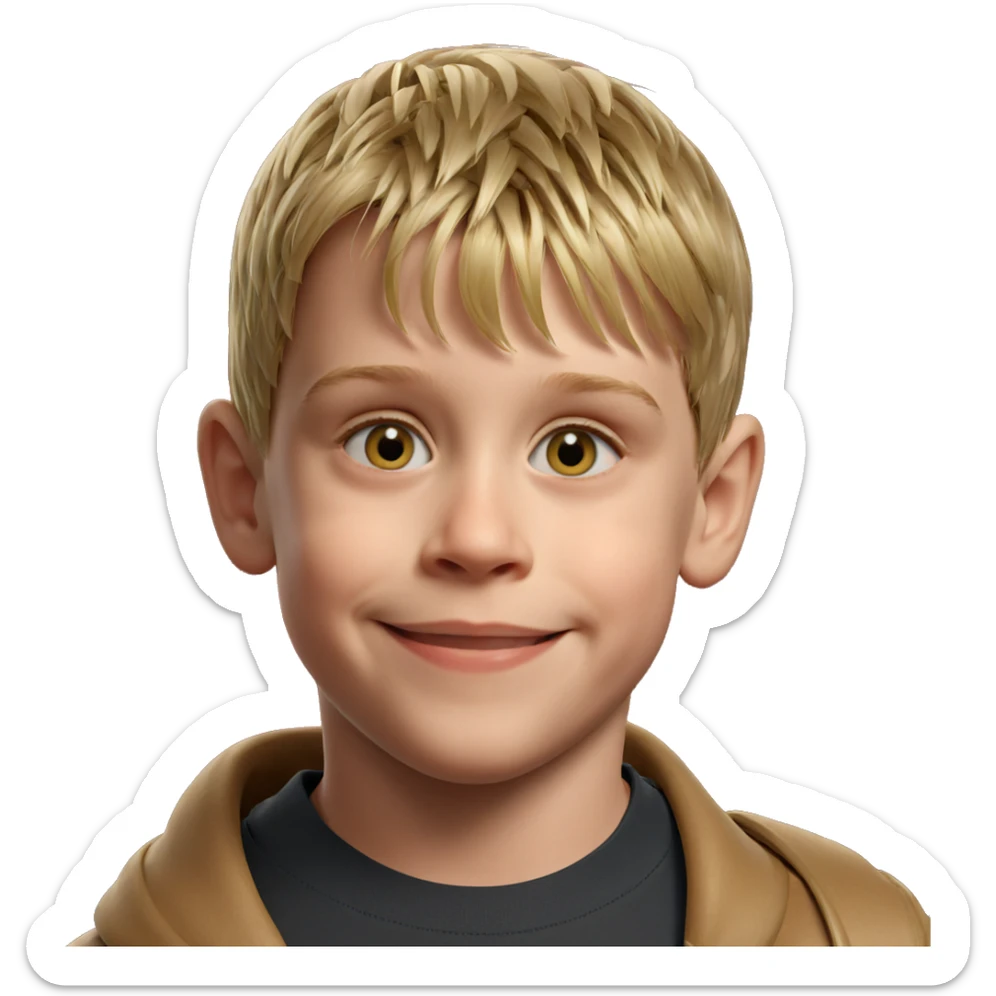 smiling blonde boy portrait sticker