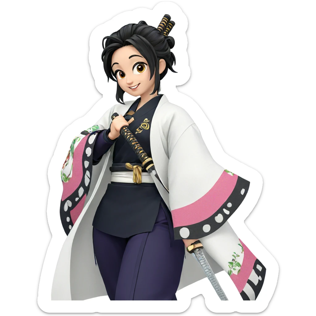 smiling girl with katana sticker