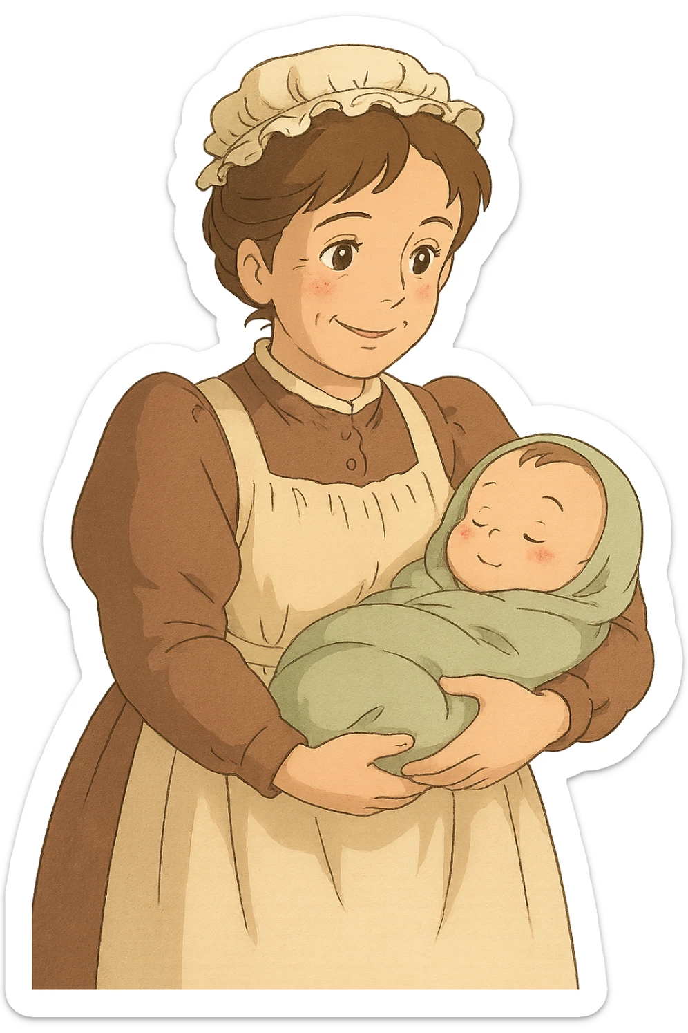 victorian midwife with baby sticker