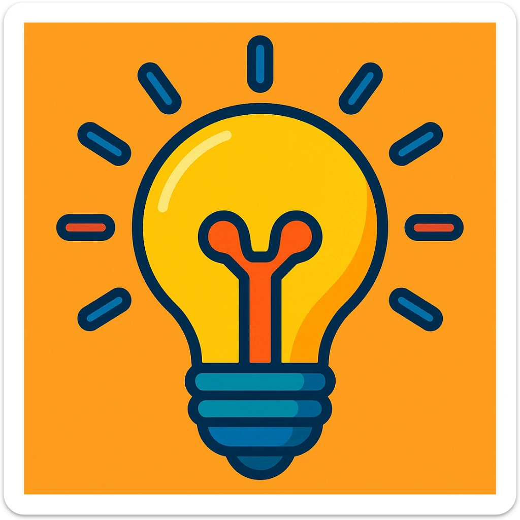símbolo de inovação, lâmpada estilizada, estilo moderno, cores vibrantes sticker