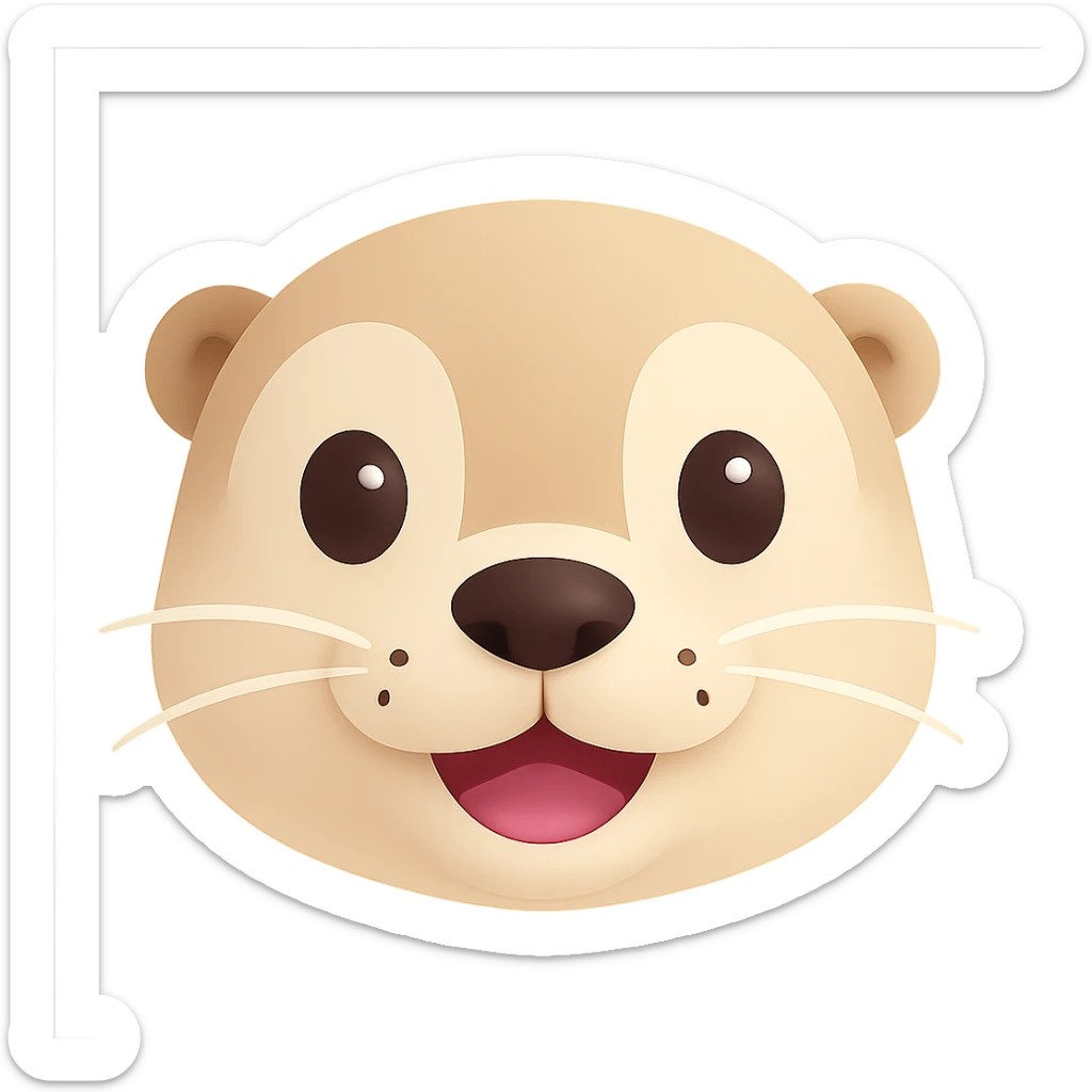 Show only the face of a cream color otter, keep it cute and simple, no background, clean isolated face portrait, minimalistic style. sticker
