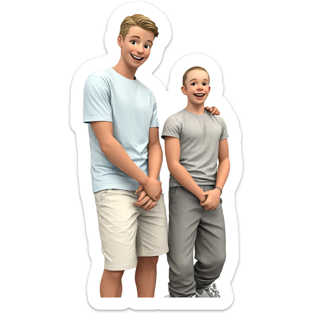 two boys having fun sticker