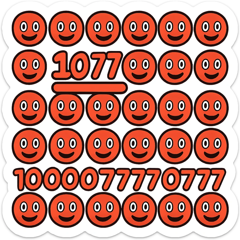 Edit the emoji '107' by changing the font style to something more playful and unique, while keeping the bold, energetic look and red color. Maintain a transparent background. sticker