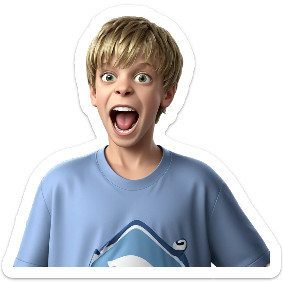 boy with open mouth meme sticker