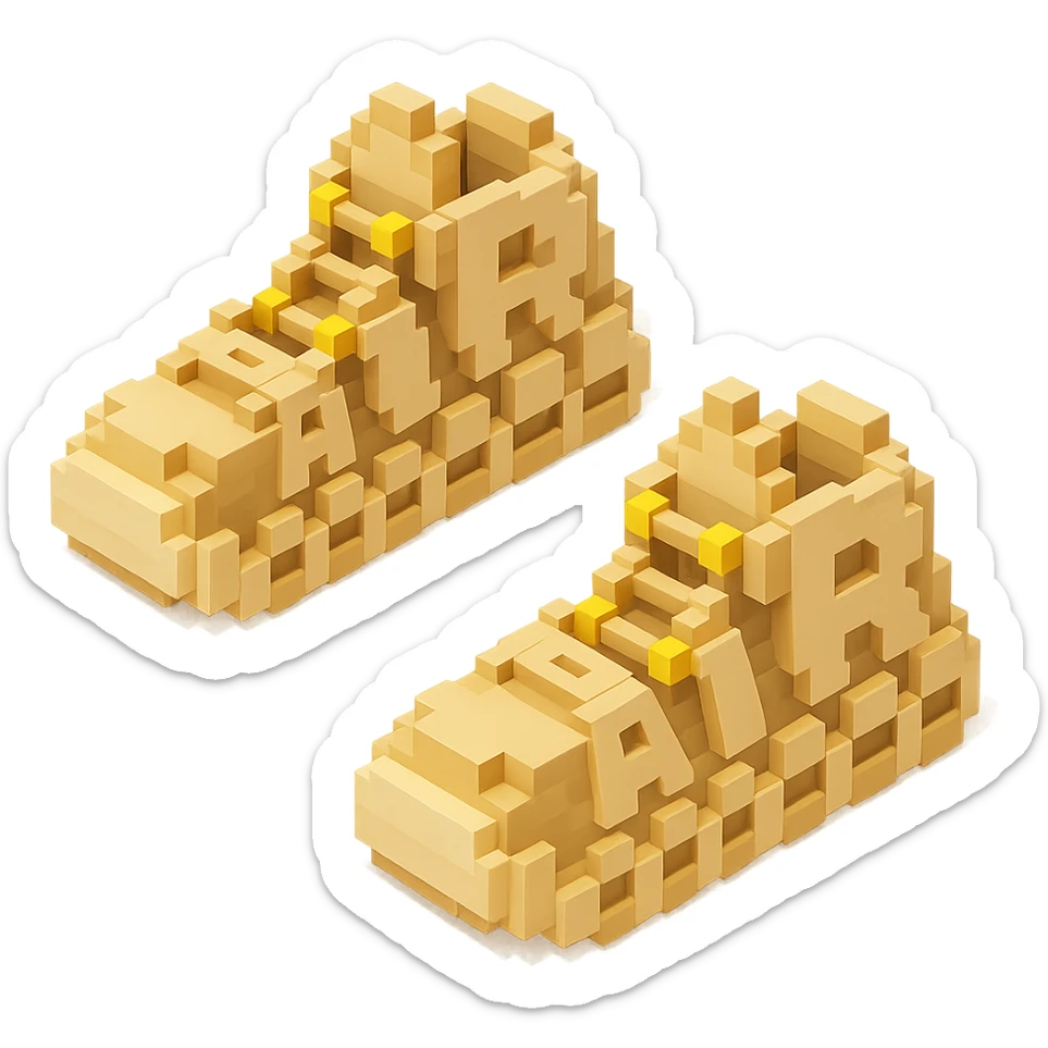 two pairs of Nike Air More Uptempo sneakers in beige with gold beads on the laces sticker