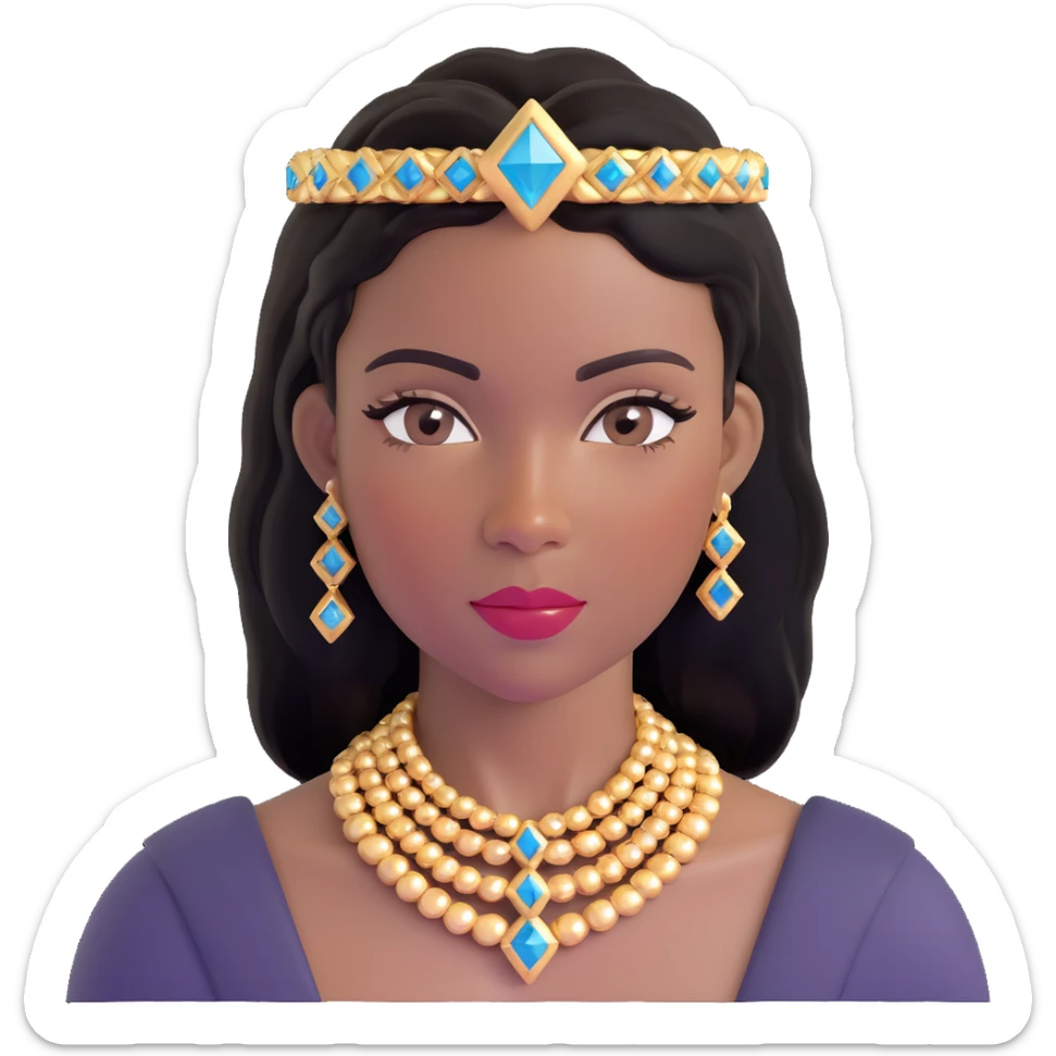 glamorous, thick African American woman with dark brown skin, straight black hair, makeup, gold jewelry, diamonds, confident and stylish sticker