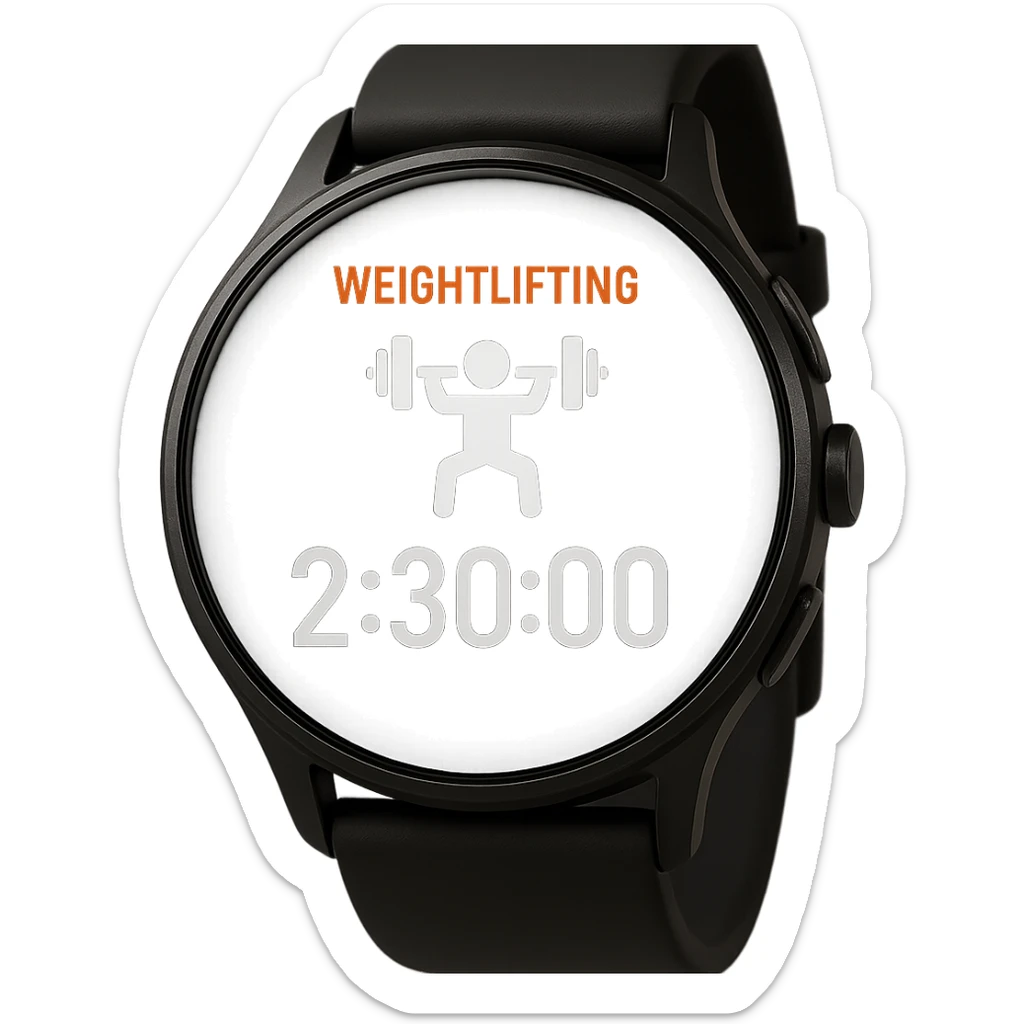 smartwatch con modalità attiva di pesi che segna 2 ore e mezza di palestra, REALISTICA 4K sticker