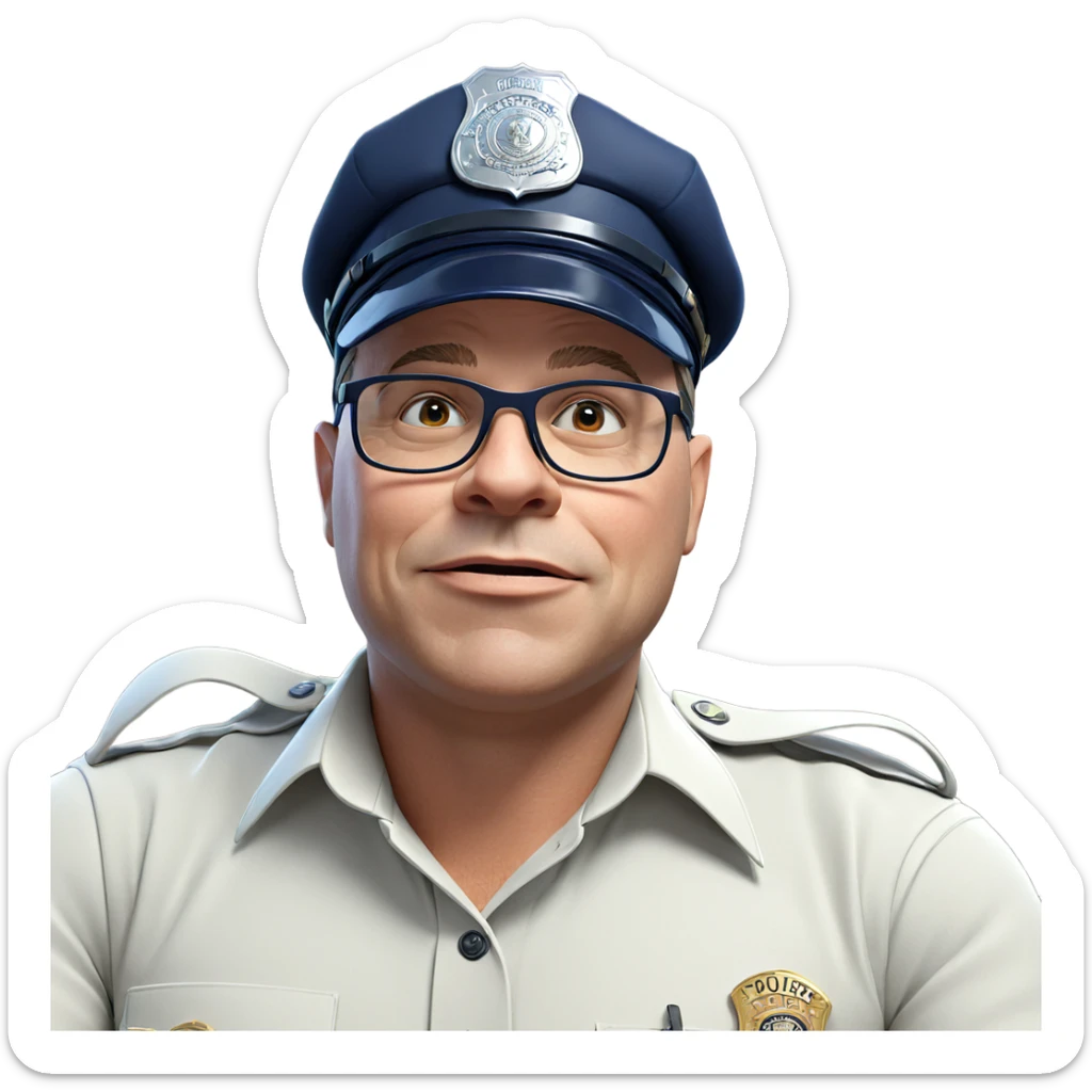 police officer portrait in hat sticker