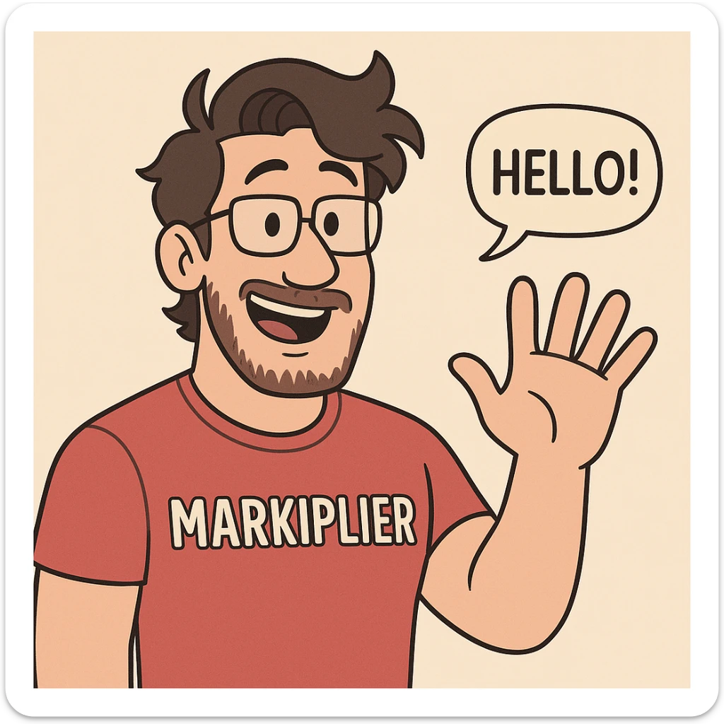 MARKIPLIER a hand and say hello sticker