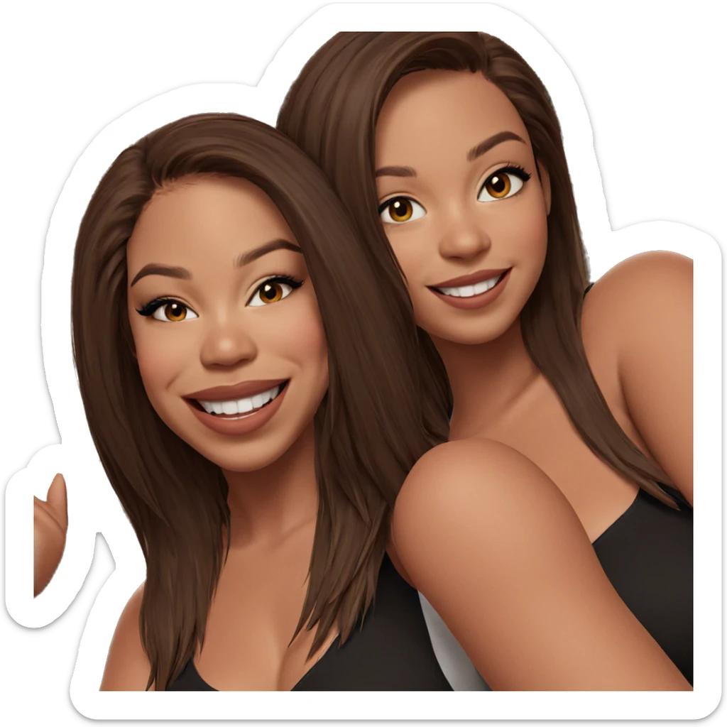 girls with brown hair smiling sticker