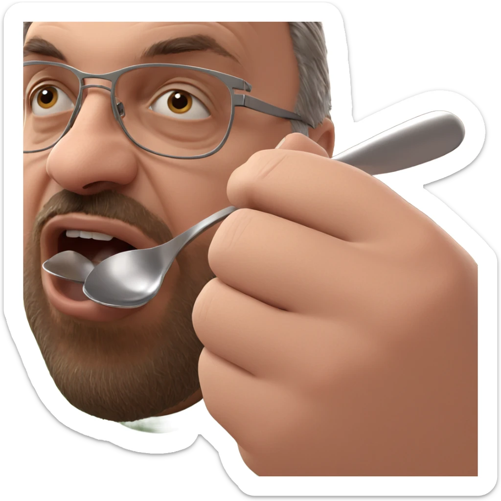 bearded guy holding a spoon sticker