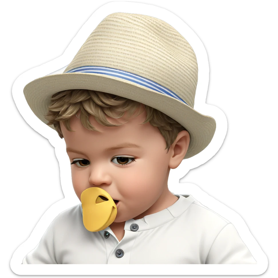 baby boy with hat outdoors sticker
