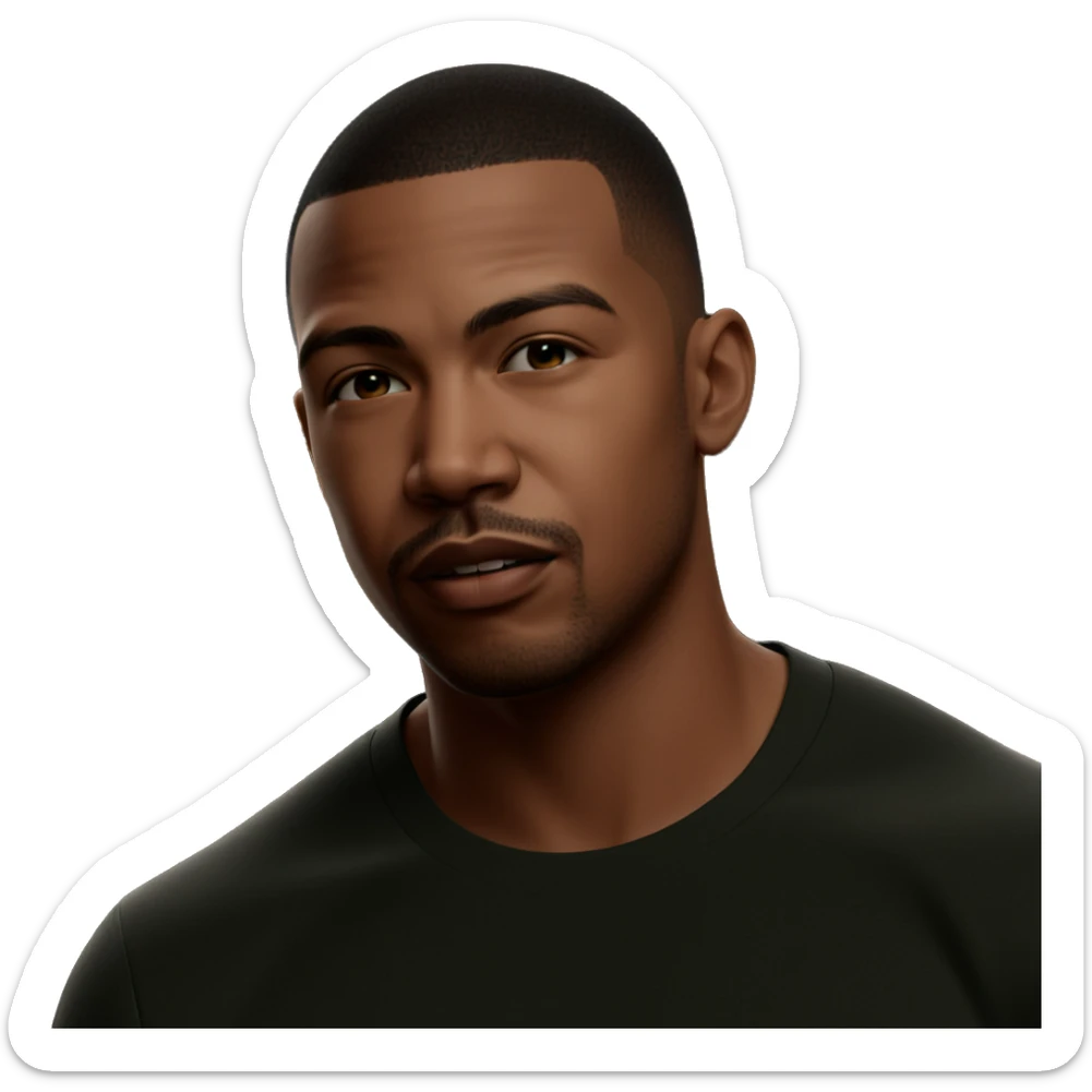 male with buzz cut portrait sticker