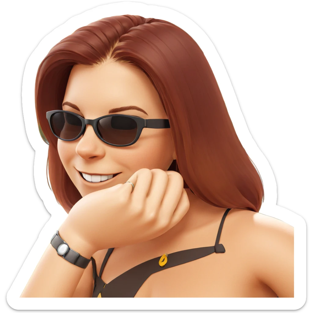 happy girl with sunglasses sticker