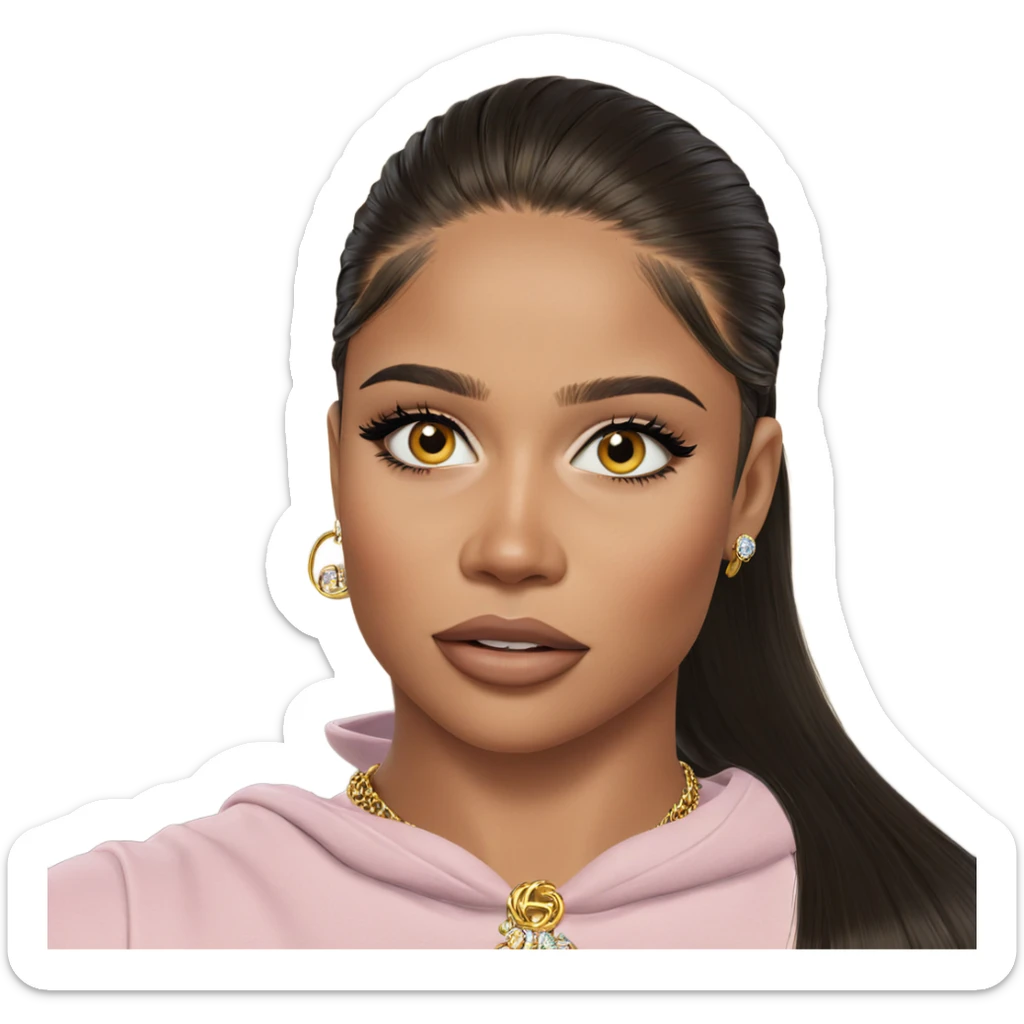 portrait of a girl with jewelry sticker