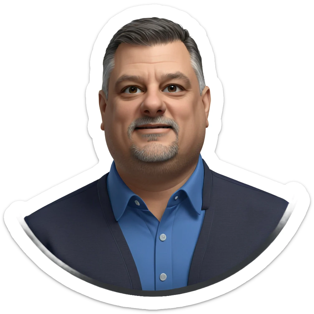 male in blue shirt portrait sticker