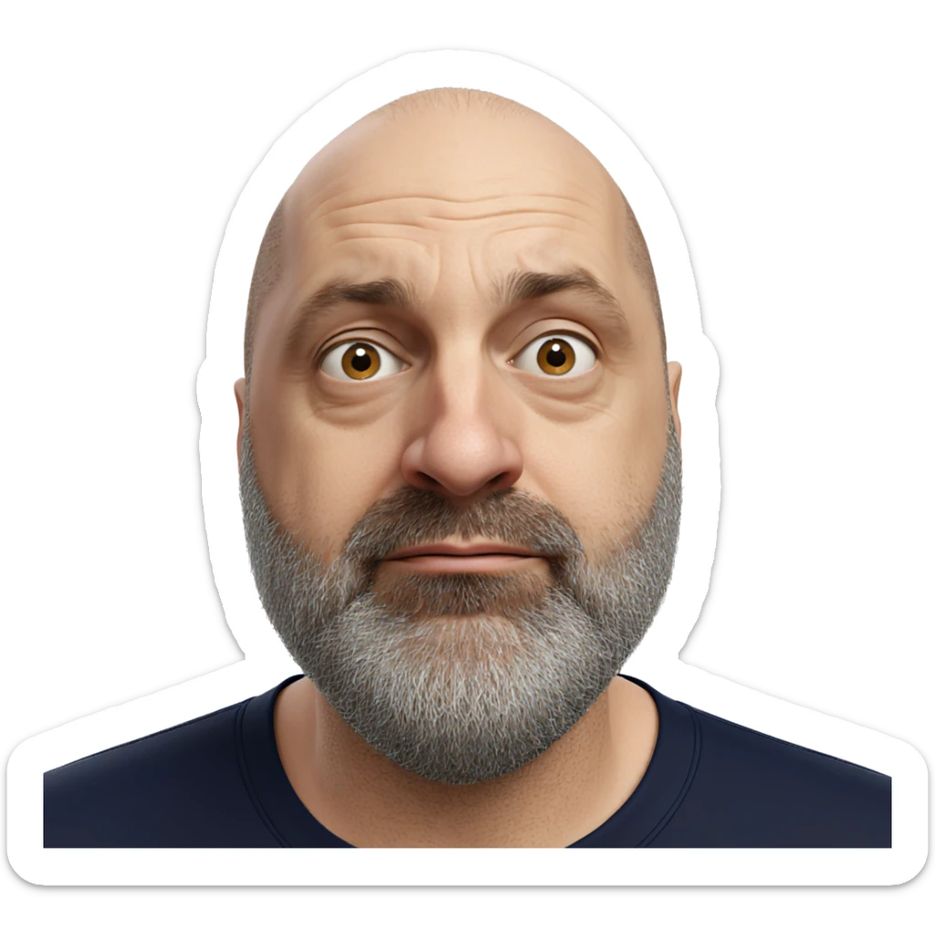 bald man with beard portrait sticker