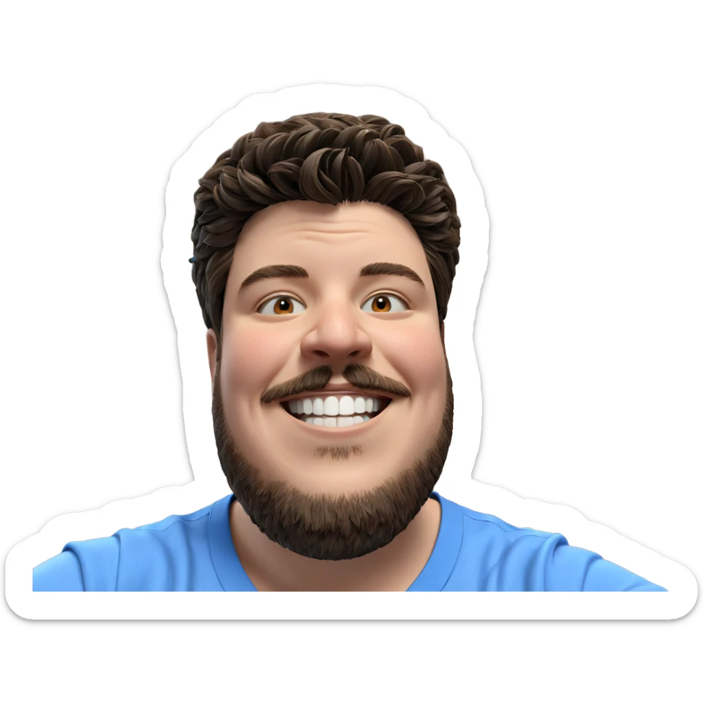 smiling boy in blue shirt sticker