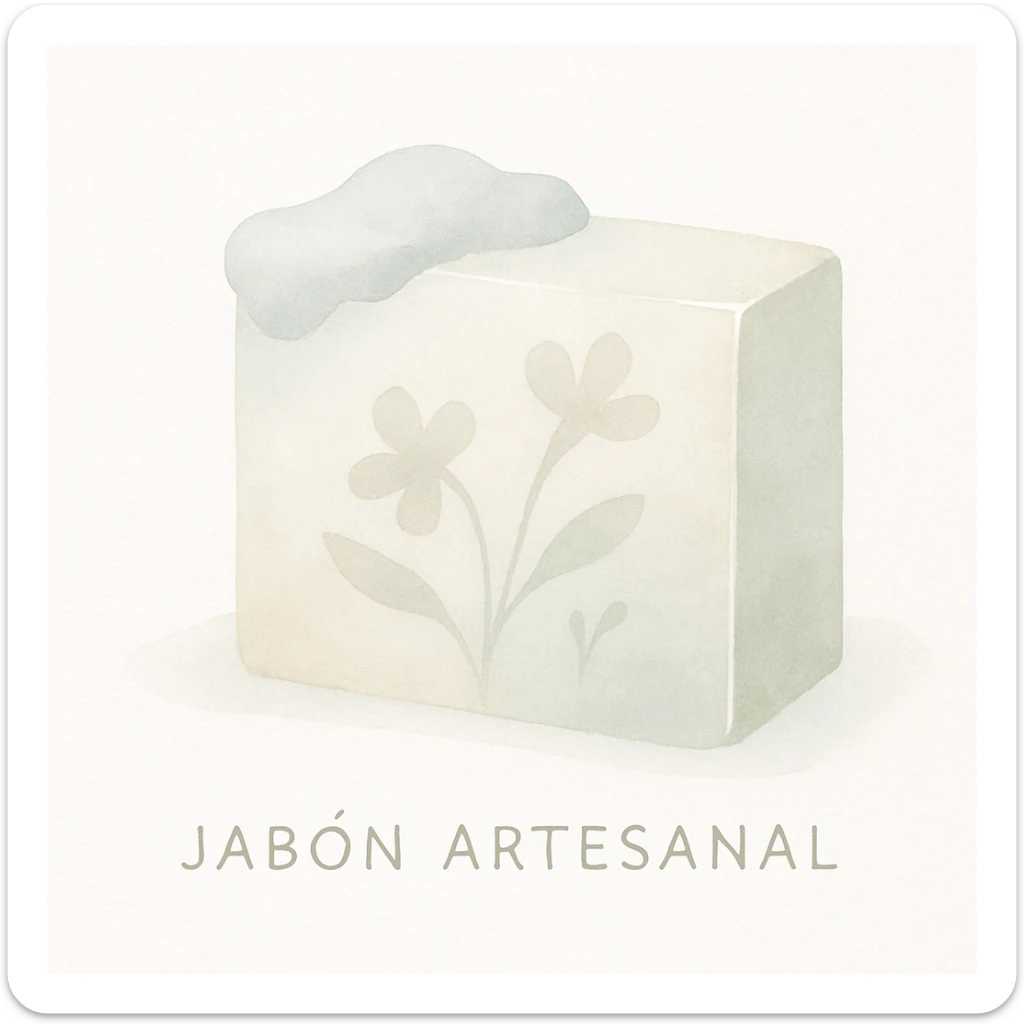 jabon artesanal, estilo acuarela, tonos pastel, textura suave, detalles florales sticker