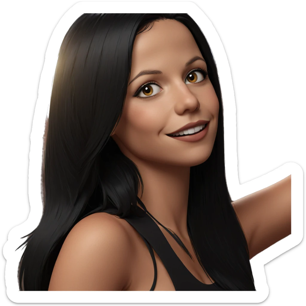smiling girl with black hair sticker