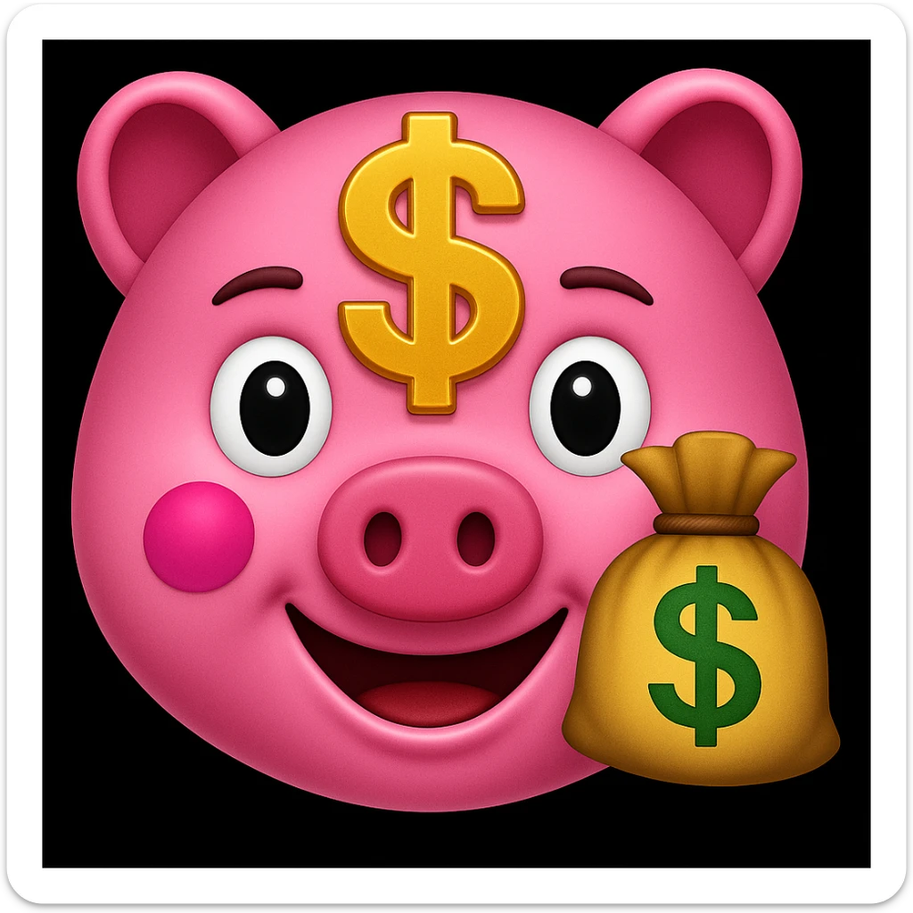 pink money emoji with a dollar sign and a bag of money sticker