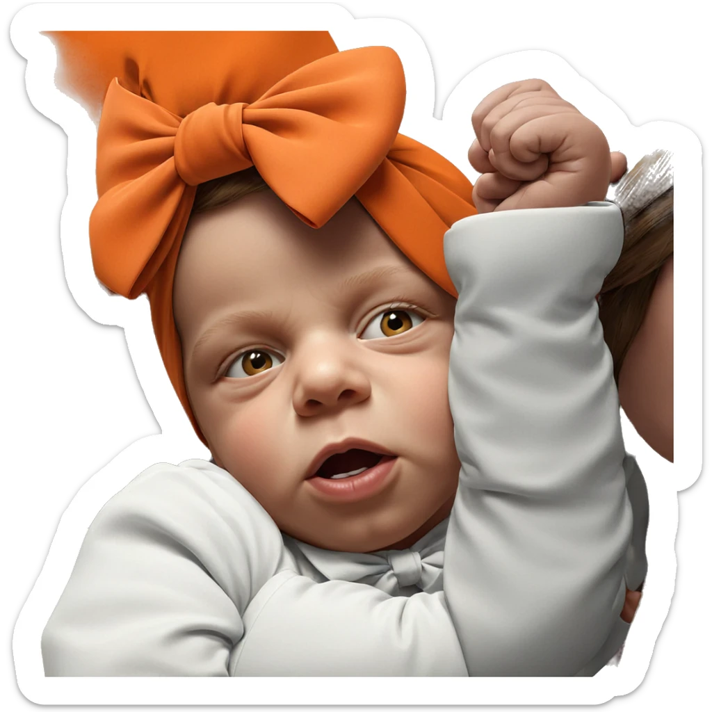 realistic portrait of girl with bow sticker