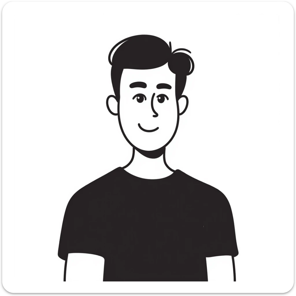 Attractive man in his 40s with youthful appearance, light brown skin, elongated face, defined jawline, medium dark eyes, arched eyebrows, straight nose, handsome friendly expression, short dark hair styled upward, athletic build, wearing a fitted black t-shirt sticker