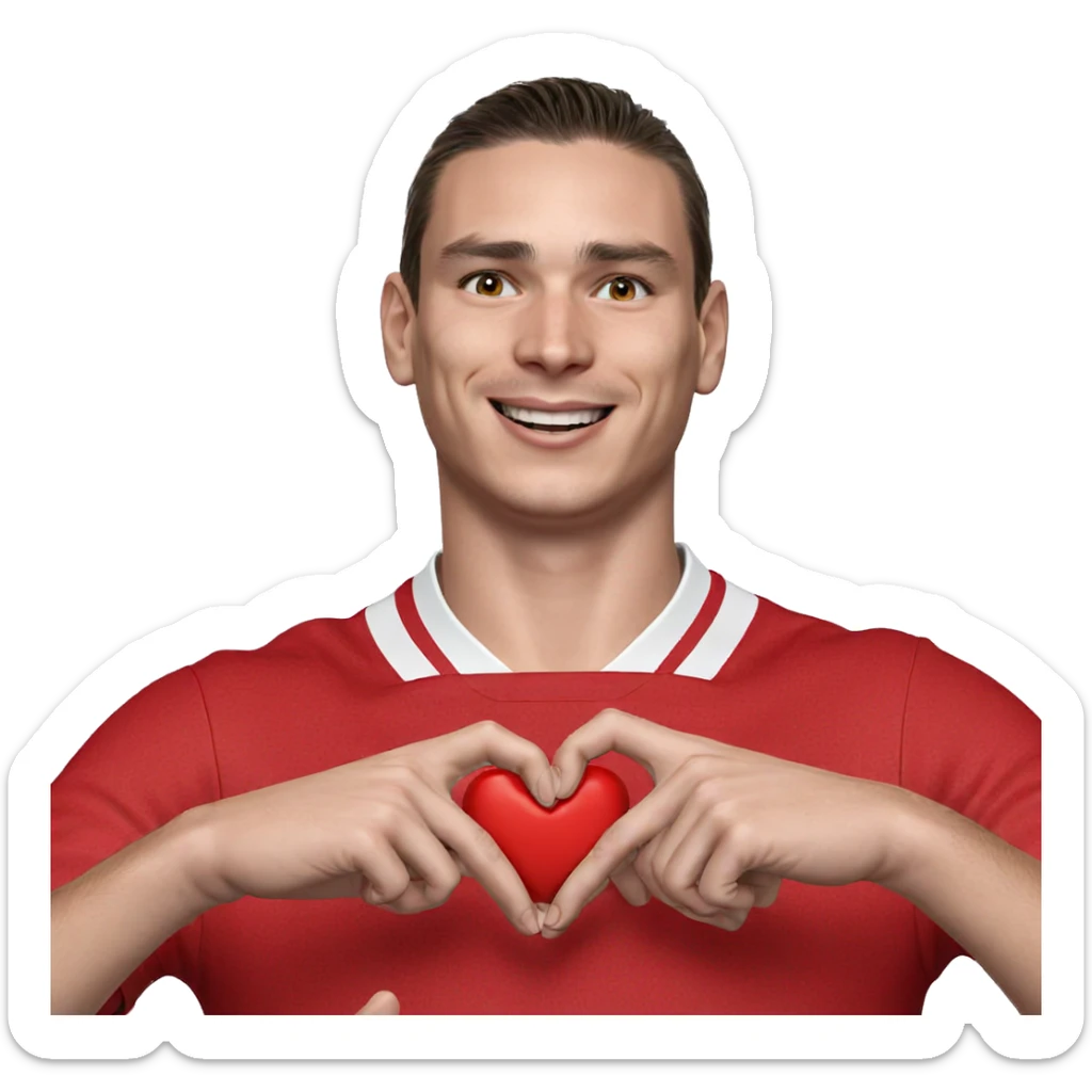 smiling boy with heart hands sticker