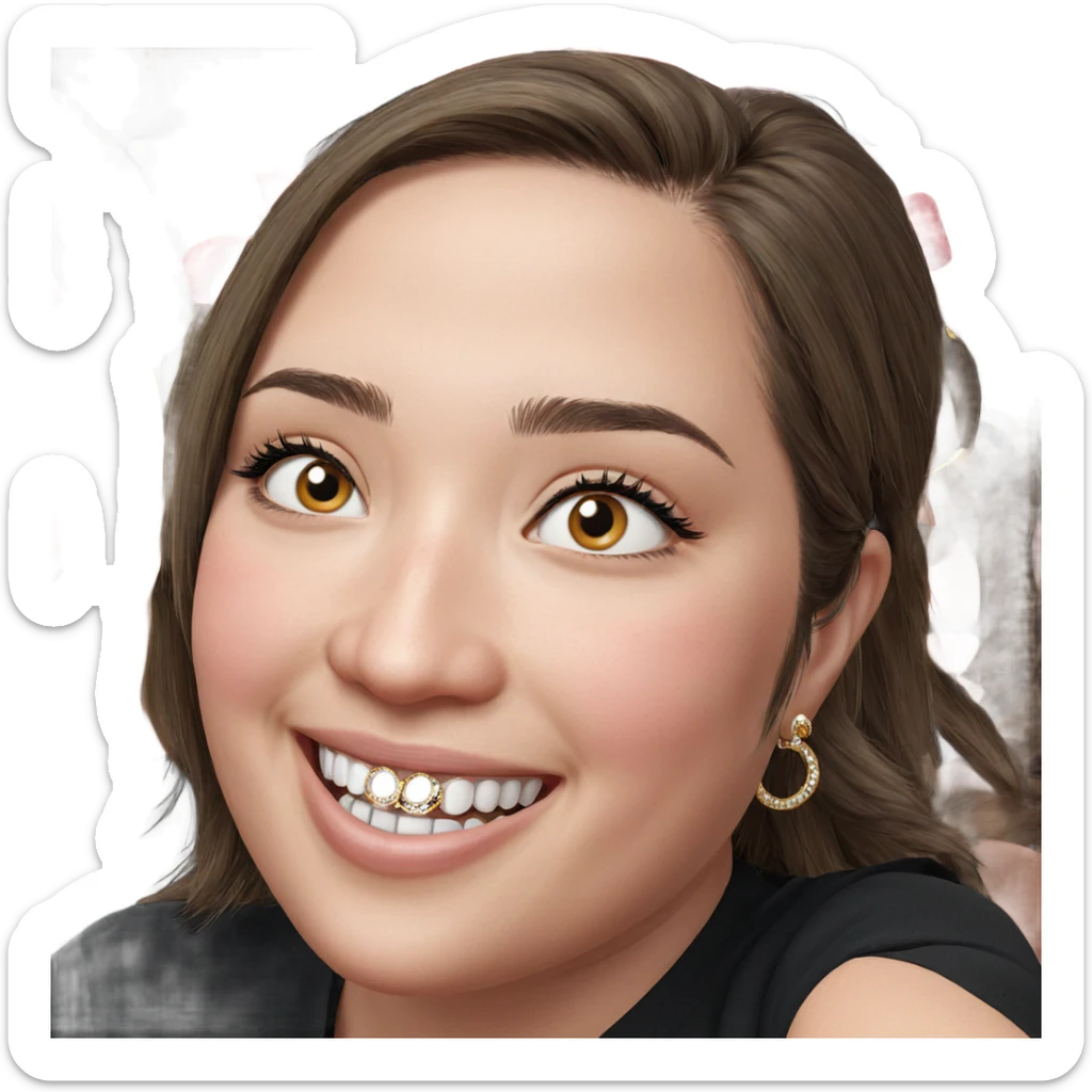 smiling girls with jewelry sticker