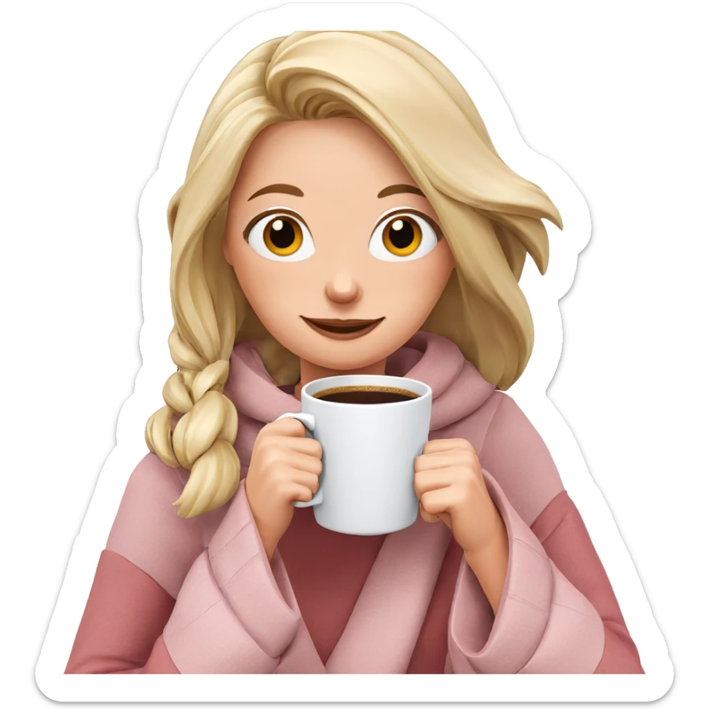 smiling girl with coffee mug sticker