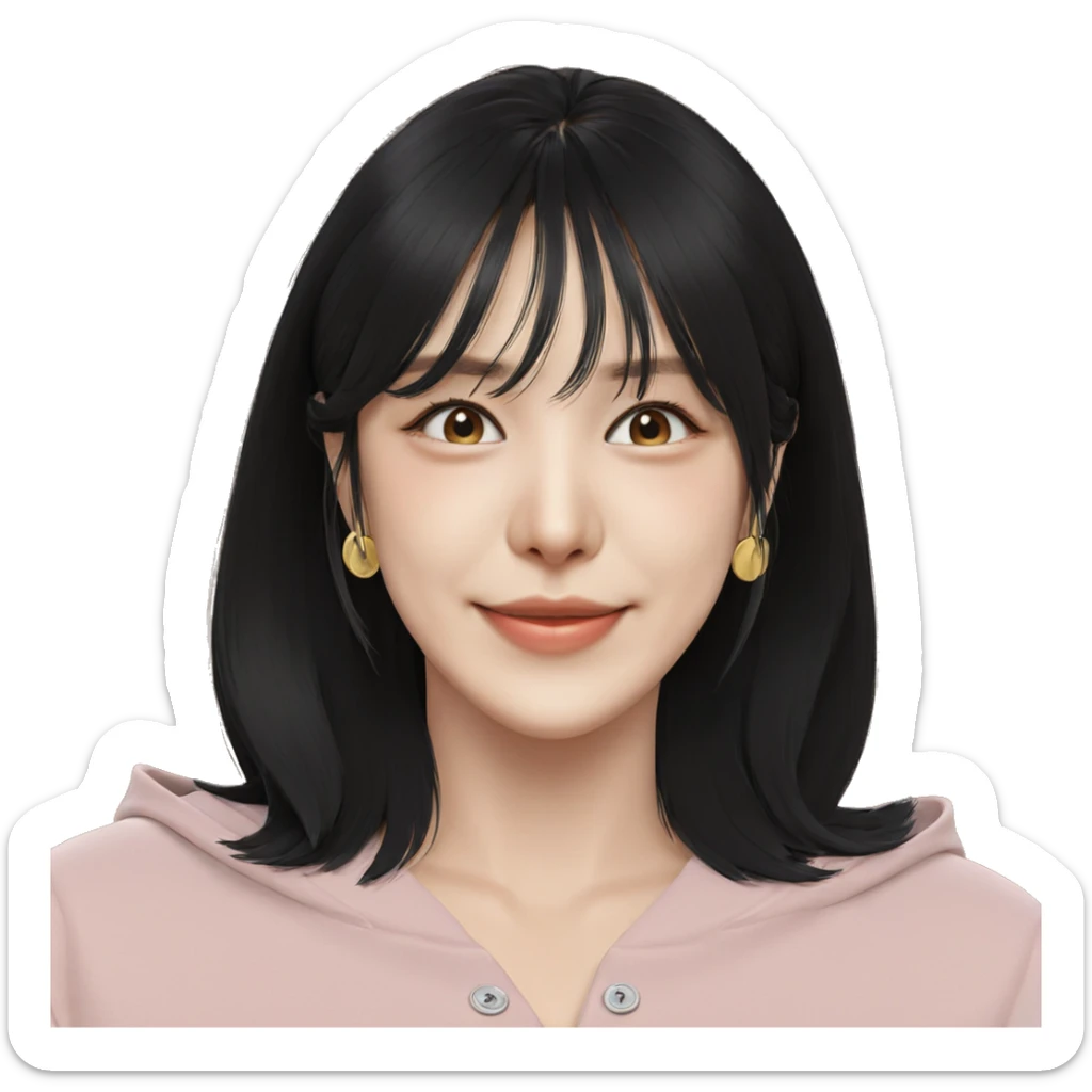 smiling girl with black hair sticker