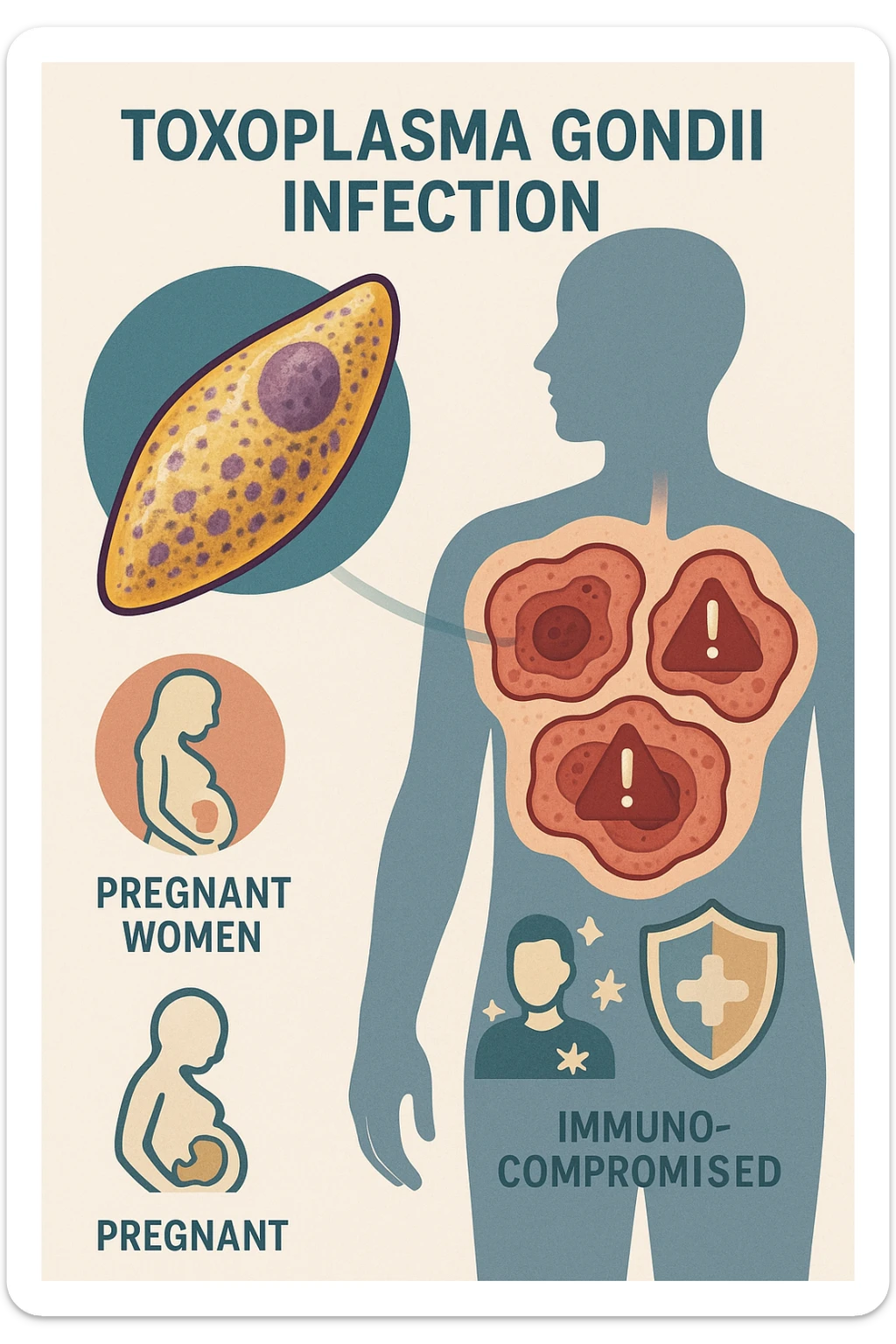 Toxoplasma gondii, infetta uomo immunodepresso e donne incinta. Causando gravi problemi sticker