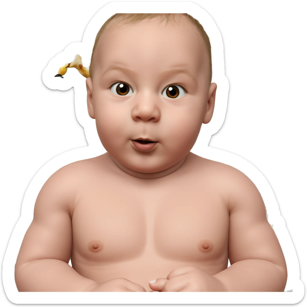 topless male with bird sticker