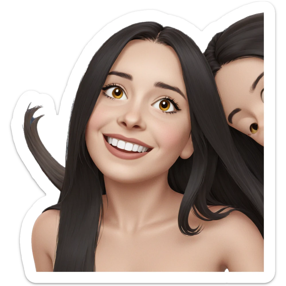 smiling girl with long hair sticker