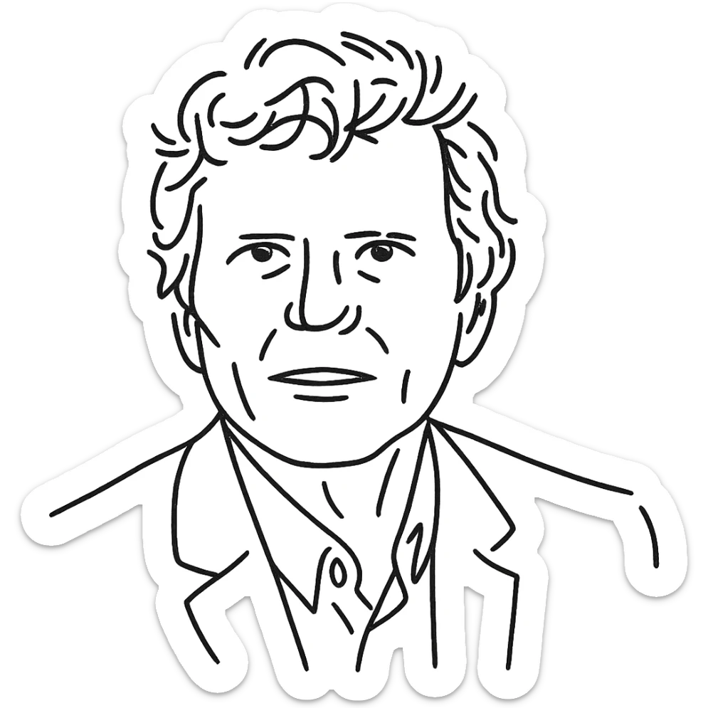 a black outline portrait based on this image of Hartmut Rosa sticker