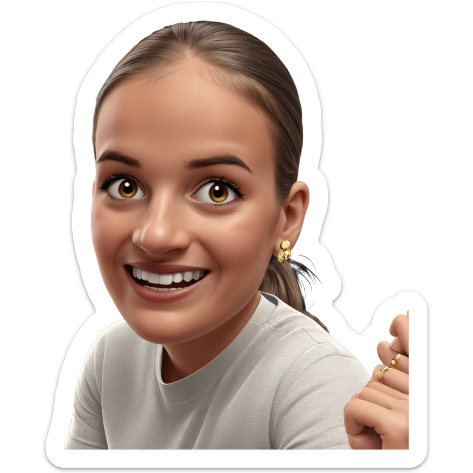 realistic girl with earrings sticker
