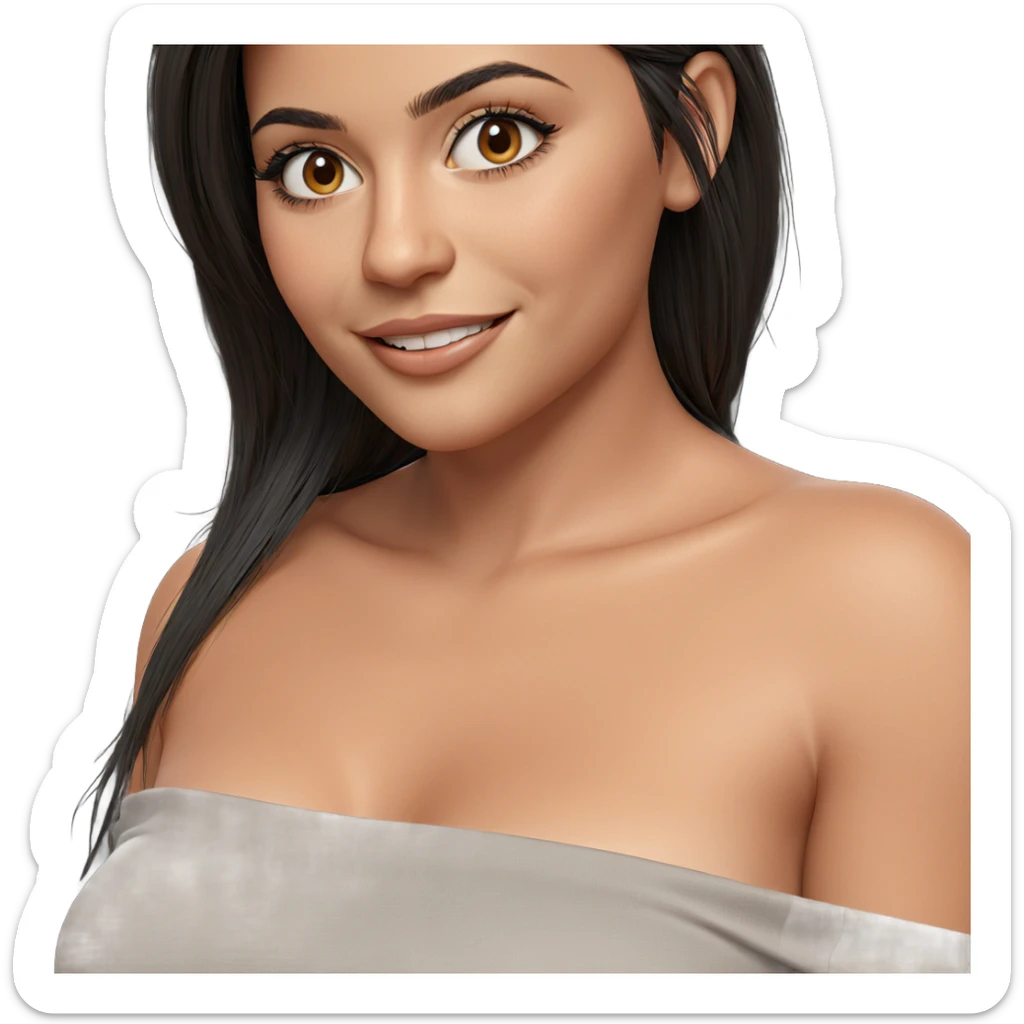 smiling girl with long hair sticker