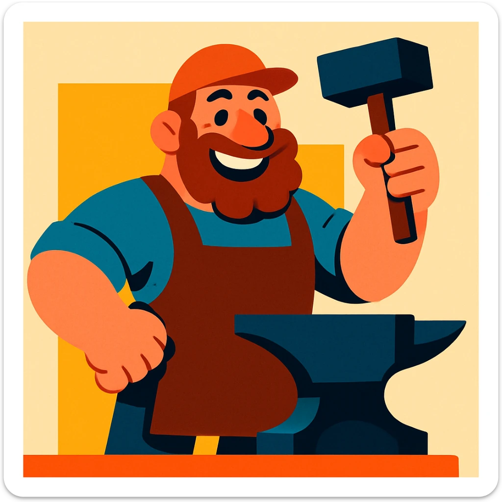 cartoony blacksmith sticker
