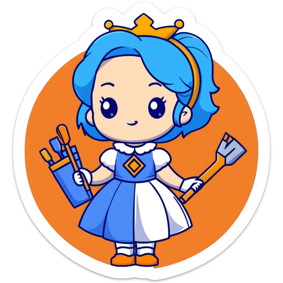 Evie from Descendants, blue hair, royal princess style, fashion designer sticker