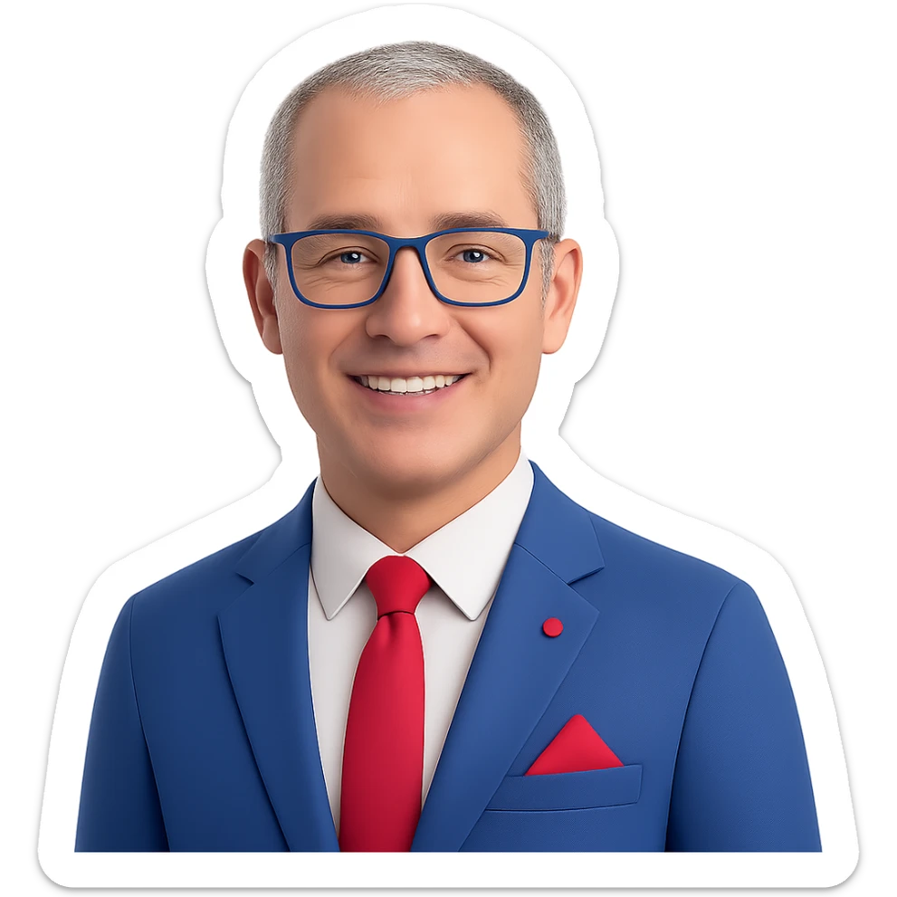 Make the head shape more realistic and adjust the hair to have a mix of more gray while keeping the original style. The background should be transparent. sticker