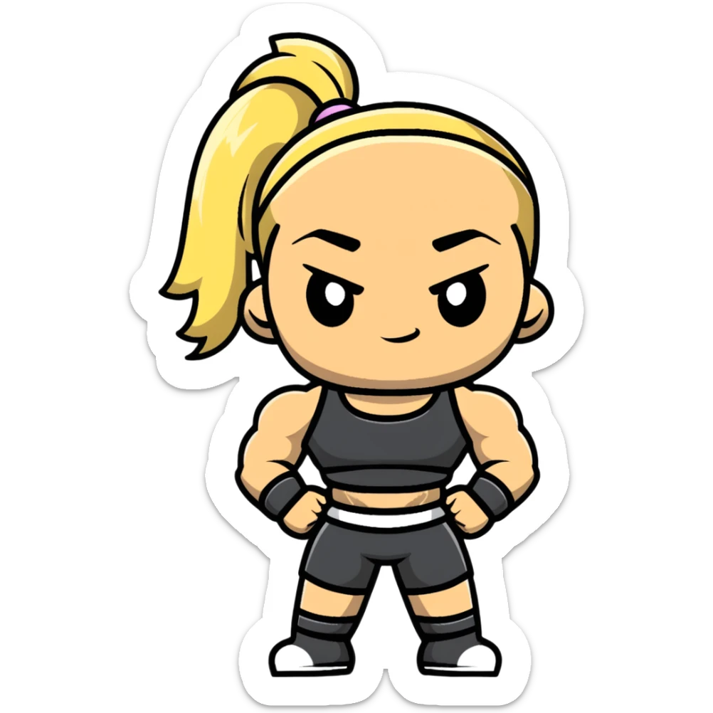 Hun from Teenage Mutant Ninja Turtles, muscular gang leader with blonde ponytail sticker