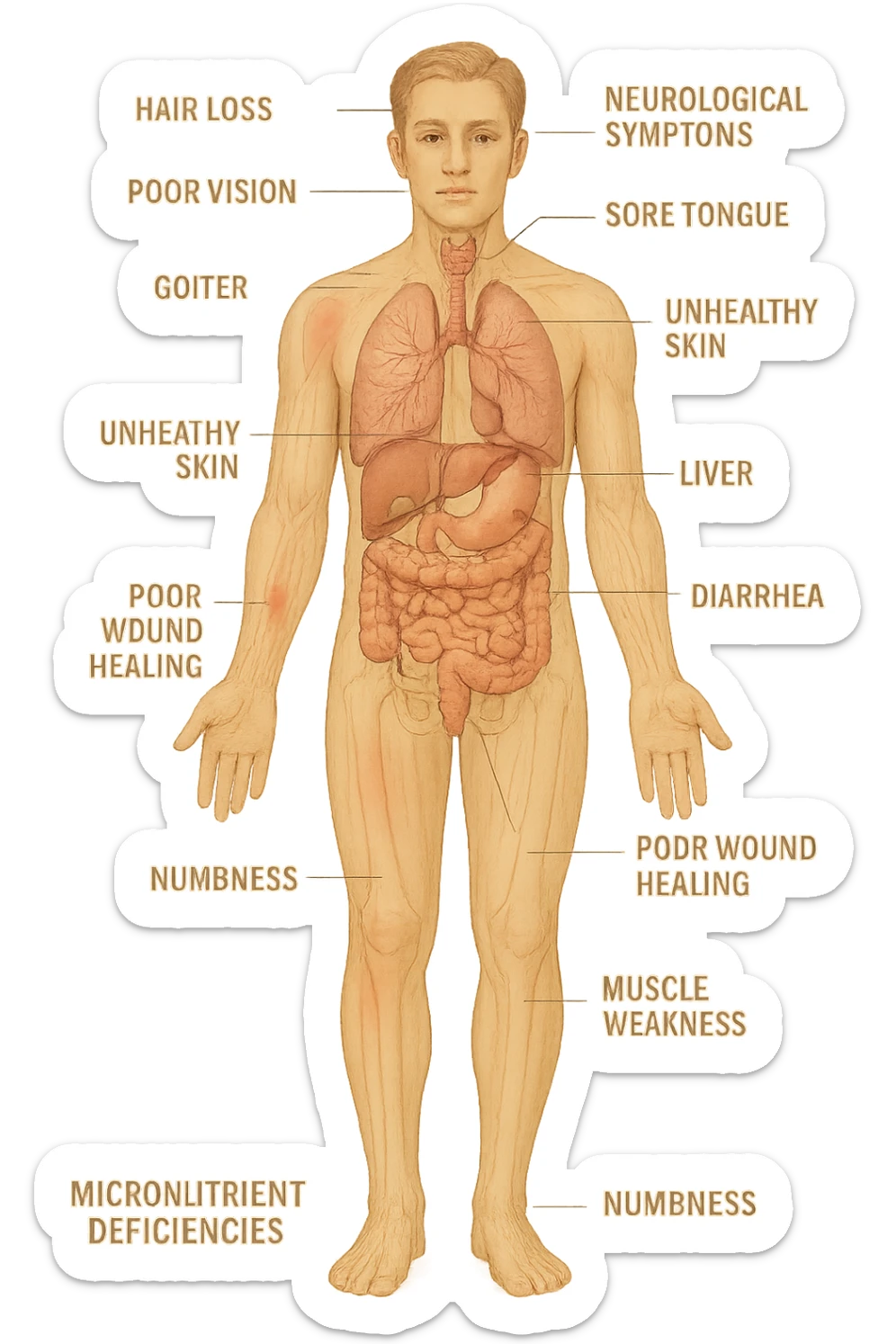 corpo umano in carenza di micronutrienti sticker