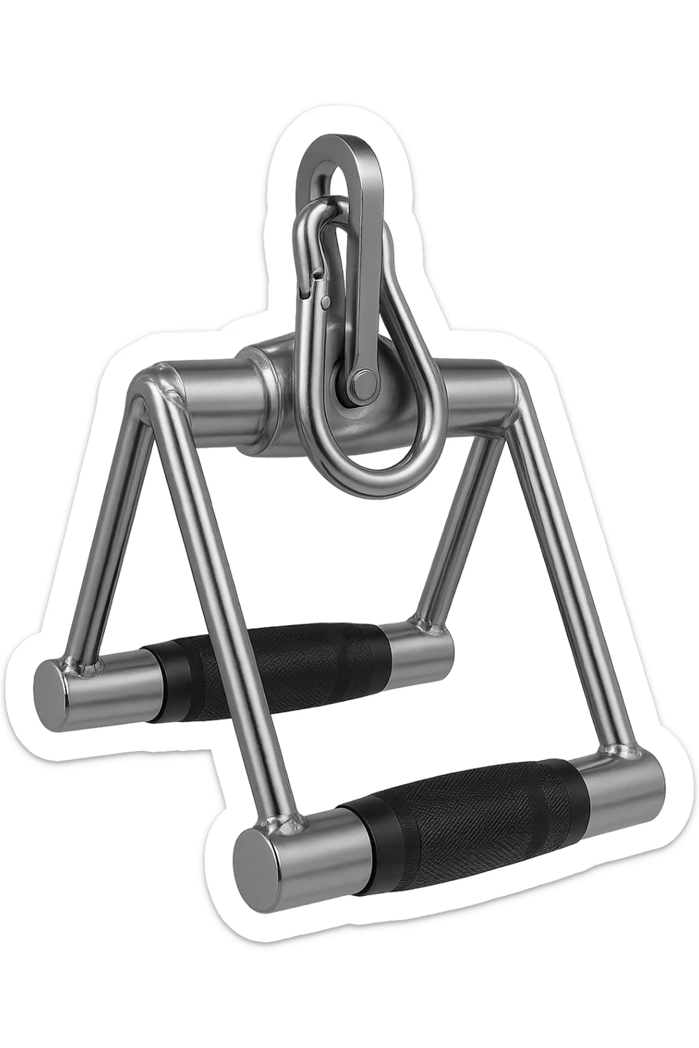 triangolo manubrio da palestra 3d fluttua in aria, iperrealistico 4k sticker