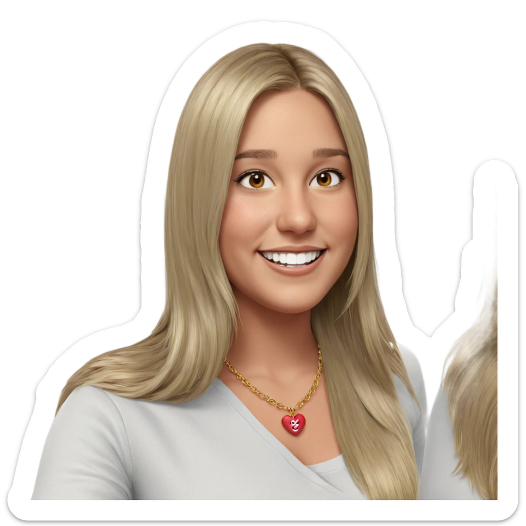 smiling girl with heart necklace sticker